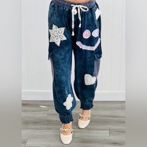 POL Peace and Love Jogger Pants In Indigo